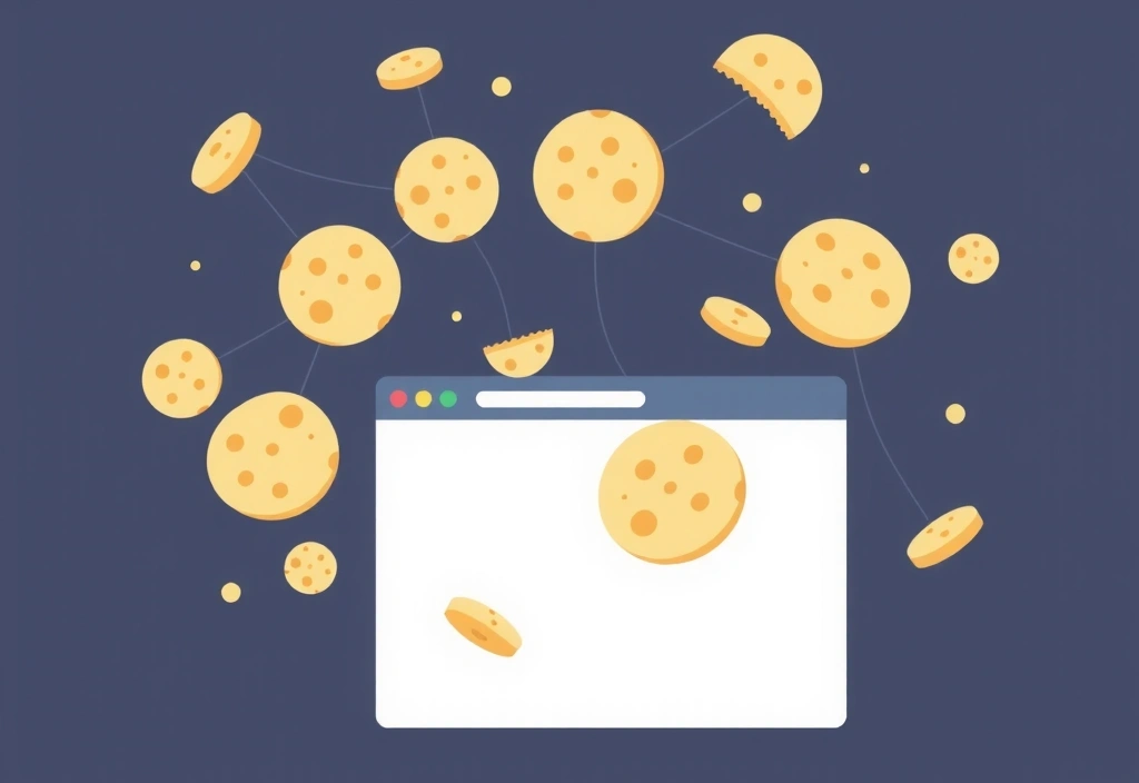 Illustration of various cookies in digital format, representing data storage and website functionality