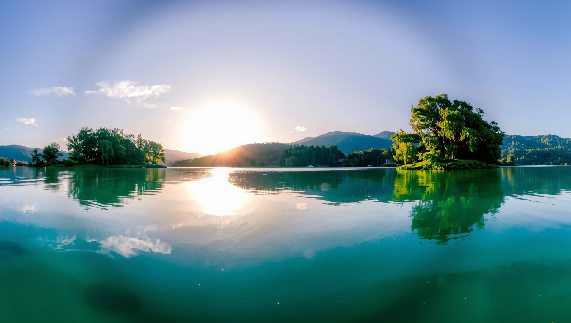 Serene natural landscape with clear blue sky and lush greenery, symbolizing purity and well-being.