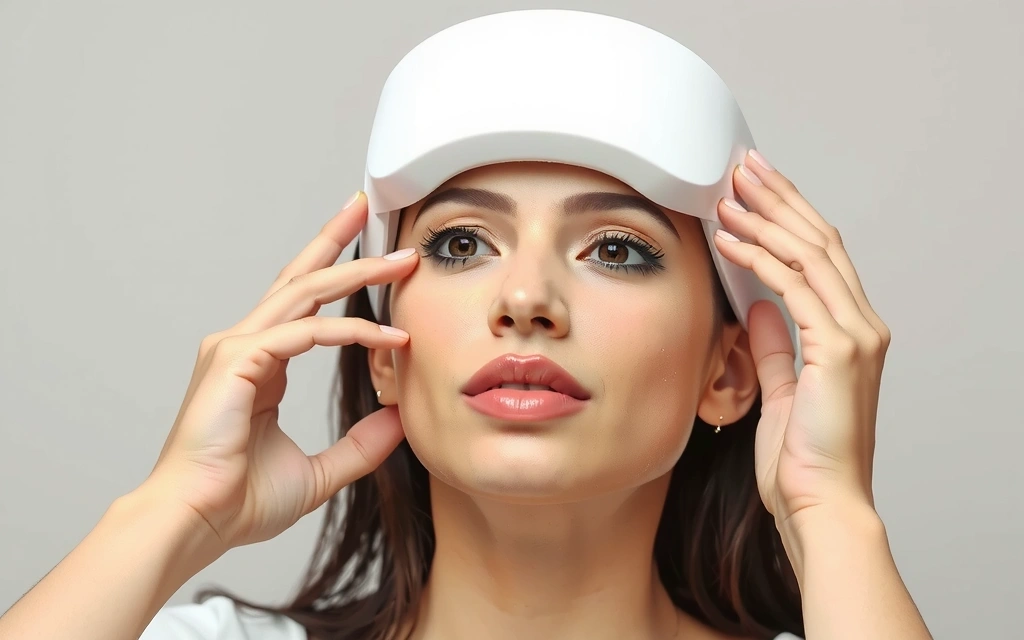 Woman applying Lumisense LED Mask